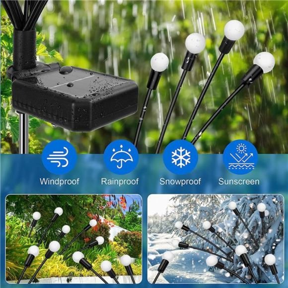 4 Pack 12 LED Solar Garden Lights, Firefly Lights Solar Outdoor Waterproof - Picture 3 of 6